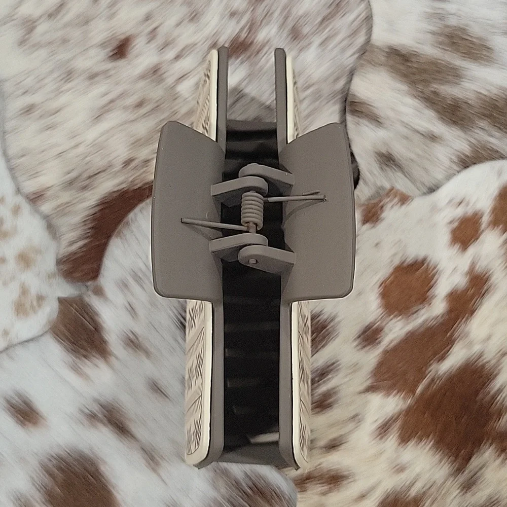 Western Brown/Tan Southwestern Print Faux Leather Hair Claw Accessories Rodeo